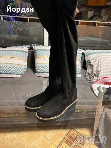 Дамски ботуши-чорапи с ластик отгоре велурени, снимка 3 - Дамски ботуши - 53037566