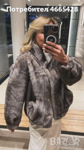 Късо дамско палто с изкуствен косъм, снимка 6 - Палта, манта - 52597703