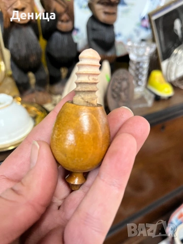 Българска дървена бъклица  Релефна двустранна декорация  Старо производство и в почти отлично винтид, снимка 6 - Други - 54048002