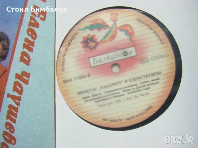 ВНА 11880 - Оркестър "Канарите" и Елена Чаушева, снимка 3 - Грамофонни плочи - 49386560