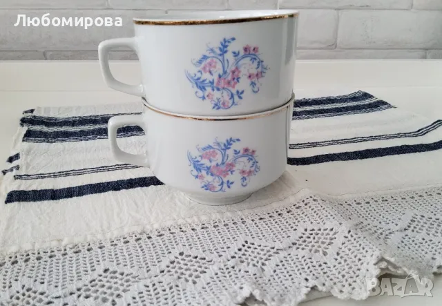 Български порцеланови чаши / завод "Китка", снимка 2 - Антикварни и старинни предмети - 48759366