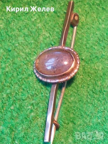 СТАРИННА СРЕБЪРНА СКЪПОЦЕННА АРТ ДЕКО БРОШКА с ШЛИФОВАН СКЪПОЦЕНЕН КРИСТАЛ МАЙСТОРСКА РАБОТА 25122, снимка 2 - Антикварни и старинни предмети - 35805632