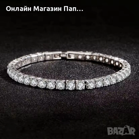 SMTCAT Сребърна Гривна с Квадратни CZ Камъни, снимка 5 - Гривни - 52462485