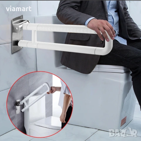 Помощна сгъваема дръжка за баня и тоалетна 60 см, За възрастни хора, инвалиди, бременни, снимка 3 - Други стоки за дома - 53172023