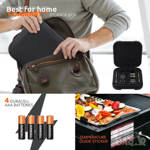 TEMOLA TM40 Безжичен цифров термометър за месо с незабавно отчитане с 4 сонди и кухненски таймер, снимка 7 - Други - 48347658