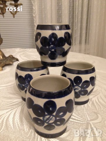 Vintage. Нови. Original King Немски сервиз 4 керамични чаши за вино 160 мл. ръчна изработка, снимка 12 - Антикварни и старинни предмети - 30678675