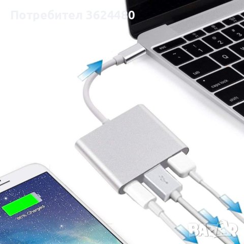 Конвертор адаптер от USB Type C към HDMI, USB 3.00 и Type C, снимка 8 - Други стоки за дома - 40701765