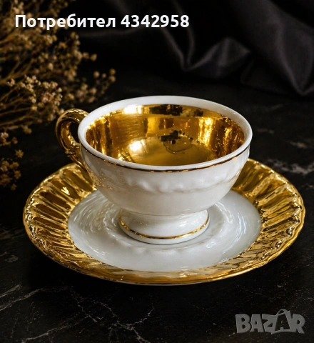 Винтажна порцеланова чаша с чинийка Hänsel Bavaria.1950-1960г.