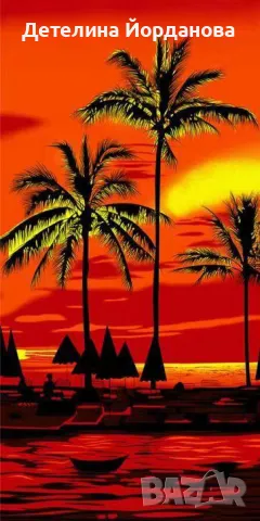 Плажна кърпа с дизайн на палма, 140 см х 70 см