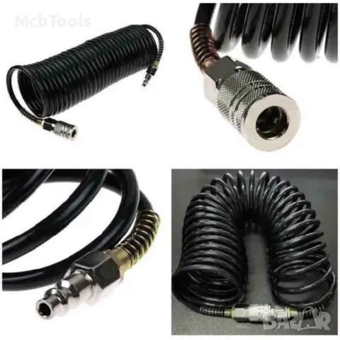 Спирален маркуч за въздух с бързи връзки 10, 15 м. / 5 х 8 мм HAWEK, снимка 5 - Други инструменти - 49304764