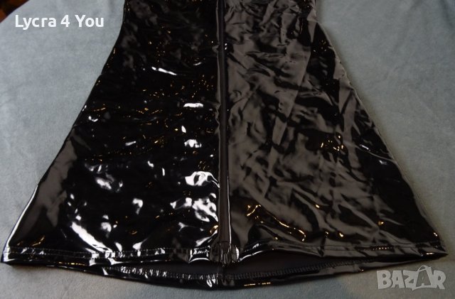 Noir Handmade M/L нова лачена/винил къса рокля с цип отпред, снимка 9 - Рокли - 42486927