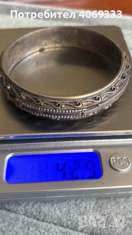 Сребърна твърда гривна , снимка 2 - Гривни - 54320984