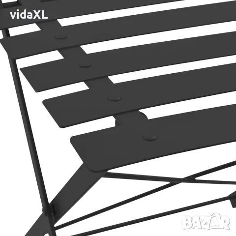 vidaXL Бистро комплект, 3 части, стомана, черен, снимка 7 - Градински мебели, декорация  - 56147636