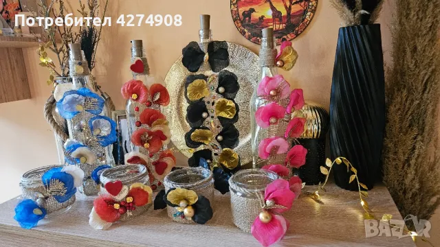 Оригинални подаръци. Свещници и светещи бутилки , снимка 7 - Ръчно изработени сувенири - 48884384