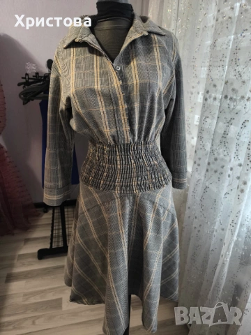 Кокетна рокля в сиво каре - 10 Еuro