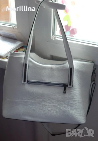 Голяма бяла кожена чанта, снимка 2 - Чанти - 54310020