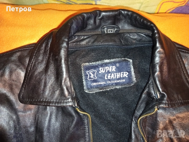Мъжко зимно кожено яке (L), снимка 3 - Якета - 52028408