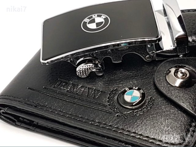 мъжки портфейл+колан луксозен комплект бмв мерцедес ауди, снимка 2 - Колани - 42115454