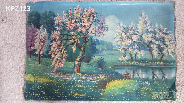 СТАРА КАРТИНА ПЕЙЗАЖ (МАСЛЕНИ БОИ) ПОДПИС Мз, снимка 2 - Картини - 29091327