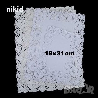 Правоъгълни дантелени хартиени подложки салфетки декоративни за украса чаши и десерти кекс сладкиш, снимка 3 - Аксесоари за кухня - 31604484