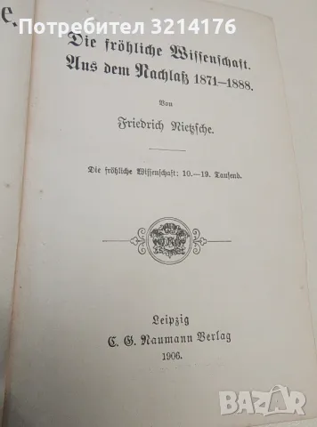 Nietzsches Werke: Taschen-Ausgabe. Band VI, Die fröhliche Wissenschaft ; Aus dem Nachlass 1871-1888, снимка 4 - Специализирана литература - 48310112