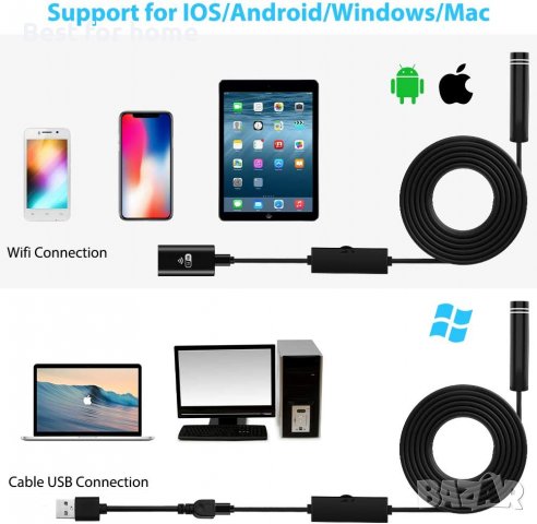 Ендоскоп безжичен WiFi Taope 3 и 5 метров, снимка 2 - Други инструменти - 38817611