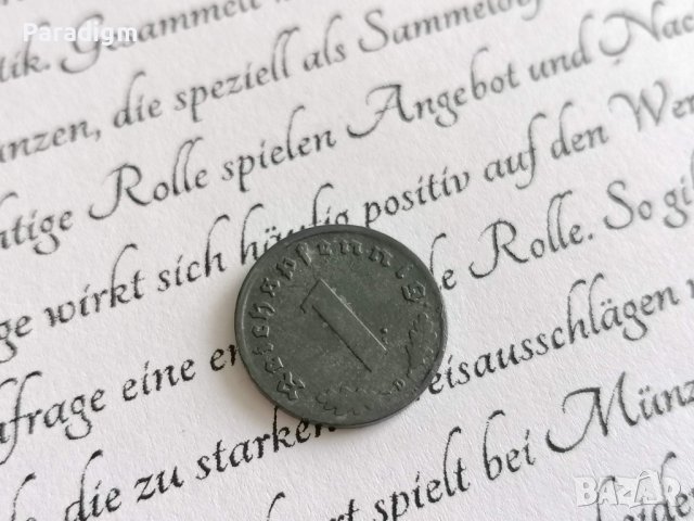 Райх монета - Германия - 1 пфениг | 1943г.; серия D, снимка 2 - Нумизматика и бонистика - 37959891