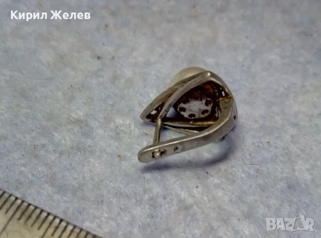 ШАРМАНТНА АНГЛИЙСКА ПЕРЛЕНА СРЕБЪРНА ОБЕЦА СРЕБРО 925 с БЯЛА ЕСТЕСТВЕНА ПЕРЛА / БИСЕР 48247, снимка 4 - Обеци - 49732850