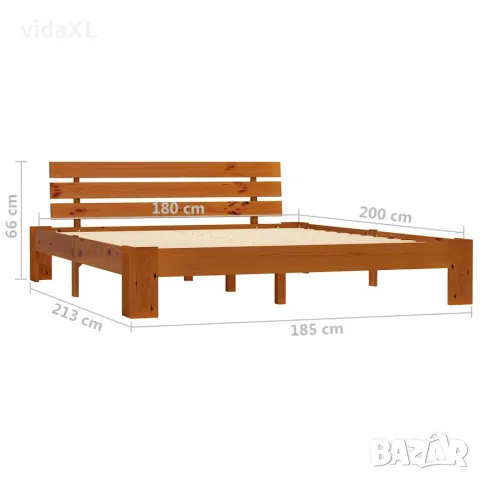 vidaXL Рамка за легло, меденокафява, бор масив, 180x200 см, снимка 7 - Спални и легла - 56146575