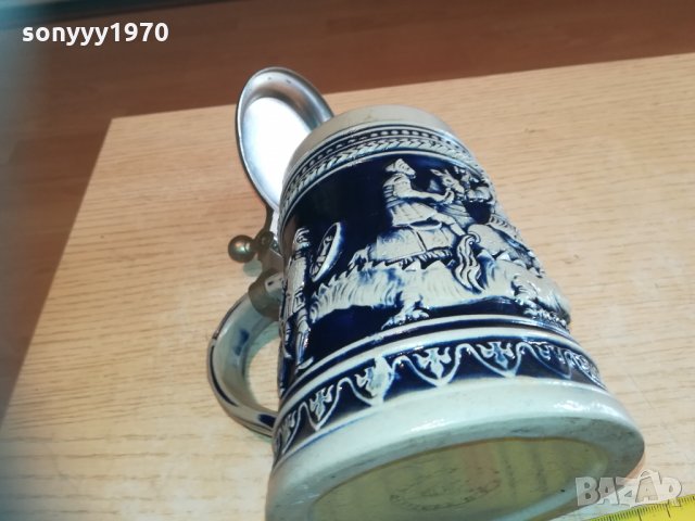 rein zinn халба с метален капак-внос франция 2402212014, снимка 2 - Колекции - 31943039