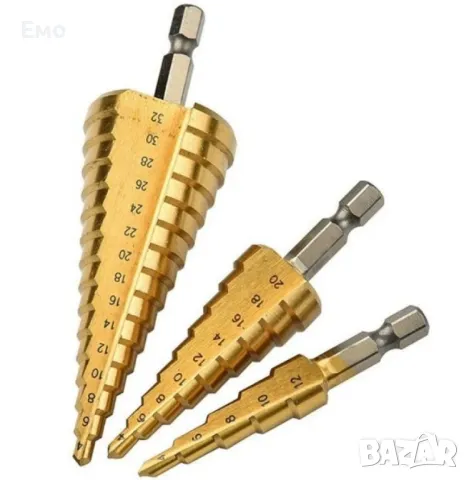 Комплект от стоманени стъпкови свредла, три броя, снимка 6 - Други инструменти - 48420621