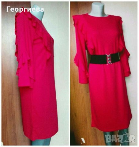 Рокля в червено,с къдри ПРОМОЦИЯ👗💕S/M,M, L, XL👗💕арт.1066