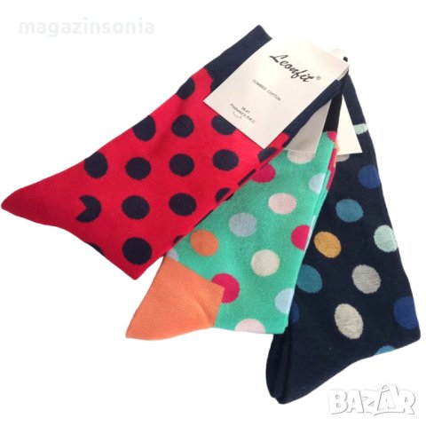 Цветни памучни дамски/юношески чорапи на точки, снимка 5 - Дамски чорапи - 42802526