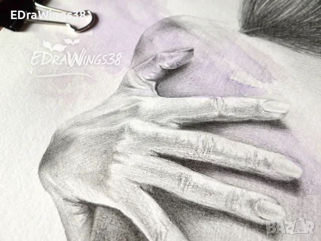 Картина "Grow your wings" Рисунка с молив, снимка 5 - Картини - 56505407