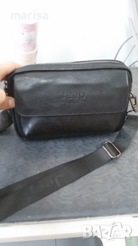 Мъжка чанта от екокожа Jeep, с две прегради, 2 дръжки и заден джоб, черна - 524256, снимка 2 - Чанти - 37195218