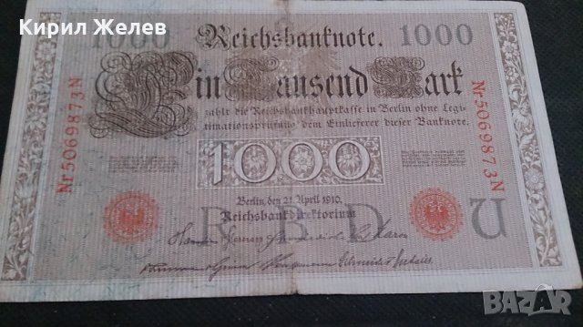 Банкнота 1000 райх марки 1910год. - 14714, снимка 1 - Нумизматика и бонистика - 29089380