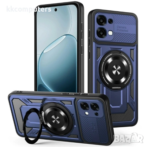 Магнитен Калъф за Oppo A6 Pro 5G / 4G с Въртяща се Стойка - TPU+PC, Военна защита, 6 цвята, снимка 3 - Калъфи, кейсове - 54291237