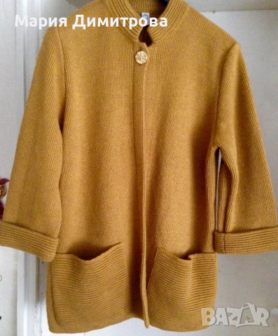 Жилетка 100% вълна - цвят горчица, снимка 3 - Жилетки - 38948007