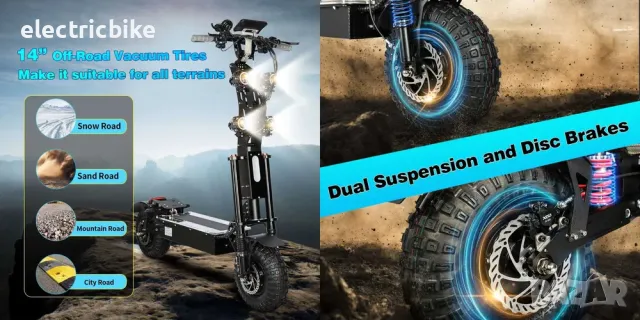 Офроуд електрическа тротинетка Quickwheel Viper 10000W,72V/40Аh, снимка 5 - Велосипеди - 47672115