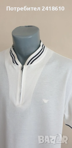 Еmporio Armani Zip Pique Pima Cotton Slim Fit Mens Size 3XL НОВО! ОРИГИНАЛ Мъжка Тениска!