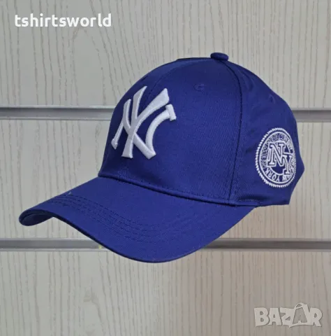 Нова шапка с козирка New York (Ню Йорк) в син цвят, с емблема отстрани, Унисекс, снимка 2 - Шапки - 49480547