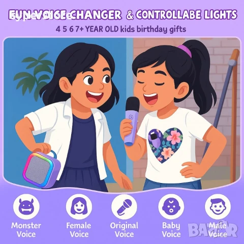 Тонколона преносима, Bluetoot, караоке, Digital One SP01079, безжична, блутут, с 2 микрофона, за дец, снимка 4 - Караоке - 50446753