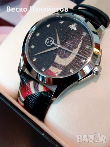GUCCI Snake Insignia Leather Strap Watch, 40mm-50%, снимка 1 - Дамски - 36035230