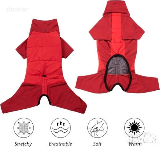 HEYWEAN Поларено палто за кучета с крачоли, гащеризон за цялото тяло, М, червено, снимка 7 - За кучета - 51919446