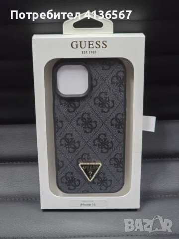Защитен калъф Guess с метално лого PU, за iPhone14, черен