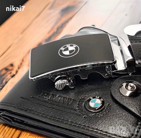 мъжки портфейл+колан луксозен комплект бмв мерцедес ауди, снимка 4 - Колани - 42115454