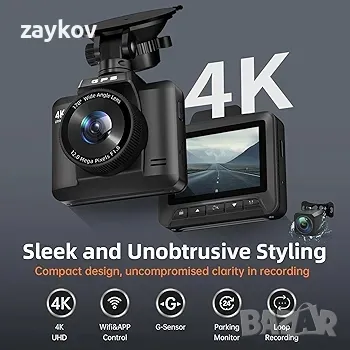 4K+1080P предна и задна камера за управление видеорегистратор, снимка 4 - Камери - 49046148