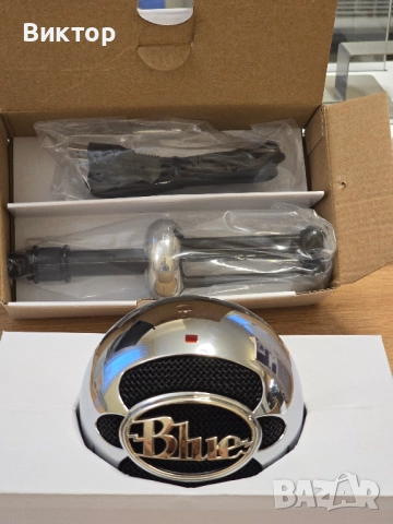 Blue Snowball Хром USB B кондензаторен микрофон, снимка 2 - Микрофони - 51822249