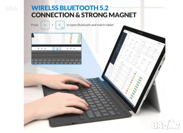 Ултратънка преносима безжична Bluetooth клавиатура с тъчпад, 7-цветна подсветка, снимка 4 - Друга електроника - 54139437