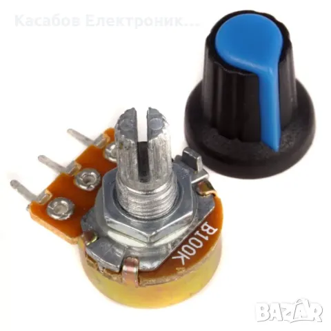 Линеен ротационен потенциометър 100k Ohm с копче, снимка 3 - Друга електроника - 48948676